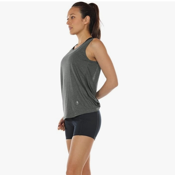 Icyzone Charcoal Gray Twist Backless Athletic Work Out Tank Top Womens Medium - Picture 5 of 10